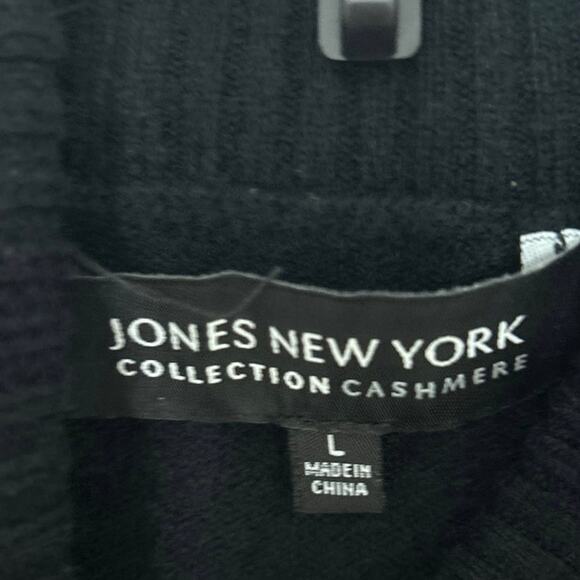 Jones New York Collection Black 100% Cashmere Turtleneck Sweater Lrg Minimalist - Picture 9 of 11